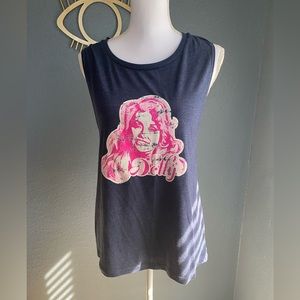 Blue Distressed Dolly Parton Graphic Tank